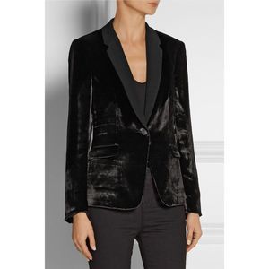 Rag & Bone Velvet Crepe Notch Blazer Black Collar Single Button Size 12